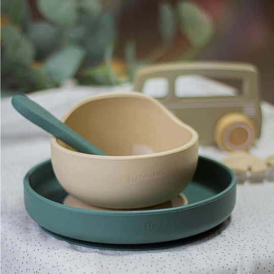 Petite & Mars Bol pentru copii din silicon Verde