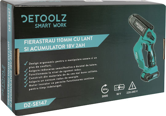 Detoolz Drujbă Pe baterii 18V cu Lamă 11cm