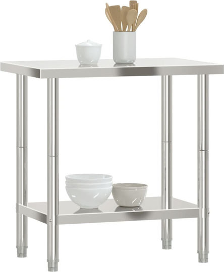 vidaXL Masă din oțel inoxidabil L82.5xl55xH85cm