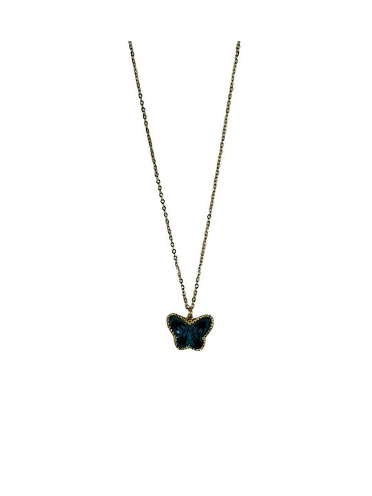 Roseo Necklace with design Butterfly from Gold Plated Steel