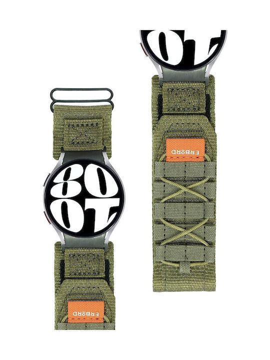 Erbord Armband Stoff Grün (Galaxy Watch4/5/6/7/FE/4 Classic/6 Classic/5 Pro)