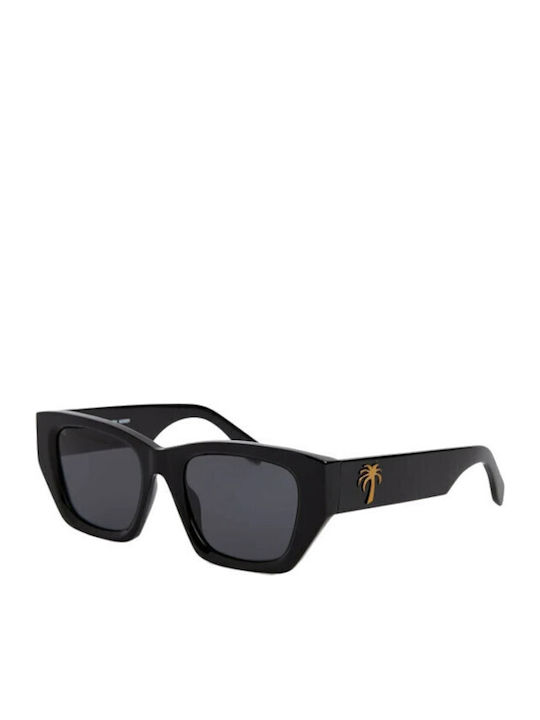 Unisex Sonnenbrille mit Schwarz Kunststoff Gestell und Schwarz Linse