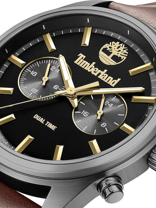 Timberland Northbridge Ανδρικό Ρολόι 45mm Μπαταρίας με Καφέ Δερμάτινο Λουράκι