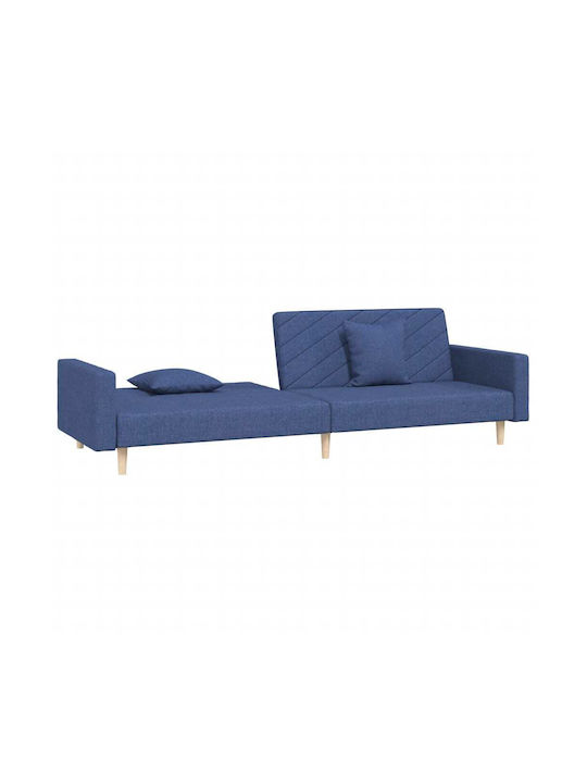 Doppelsitzer Sofa Bett Blau mit Dekokissen 220x84,5x69cm