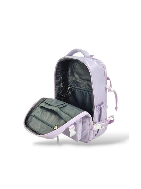 Classic Diamond Women's Fabric Backpack Waterproof with USB Port Pink 24lt