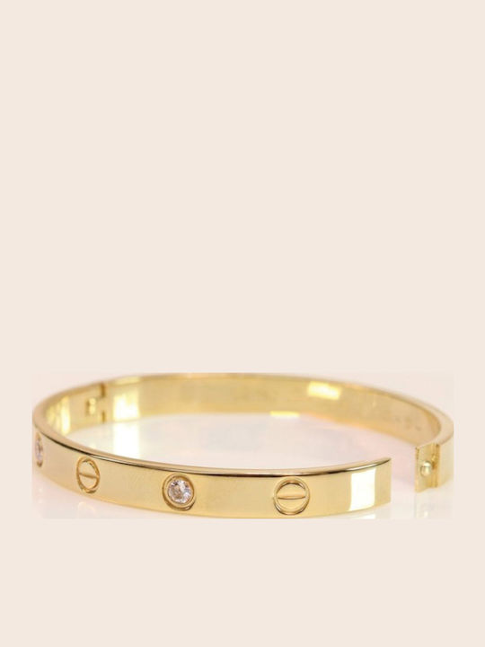 Bode Damen Armband Handschellen aus Stahl Vergoldet mit Zirkon