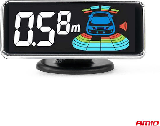 AMiO Car Parking System Back with Screen / Buzzer and 8 Sensors 21.5mm in Black Color