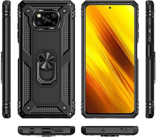 Erbord Umschlag Rückseite Metallisch Schwarz (Poco X3 NFC / X3 Pro)