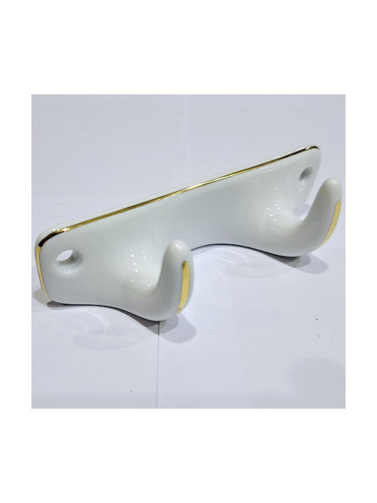 Wandhalterung Aus Polyresin 2 Haken Weiße 12x3.8x3cm