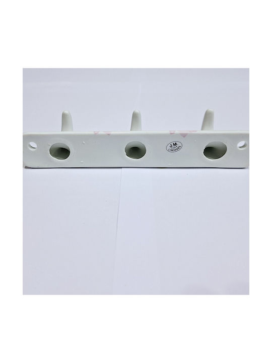 Wall Hanger Polyresin 3 Hooks White 18x3.8x3cm