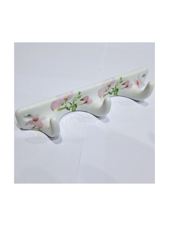 Wall Hanger Polyresin 3 Hooks White 18x3.8x3cm
