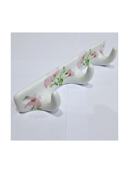 Wall Hanger Polyresin 3 Hooks White 18x3.8x3cm