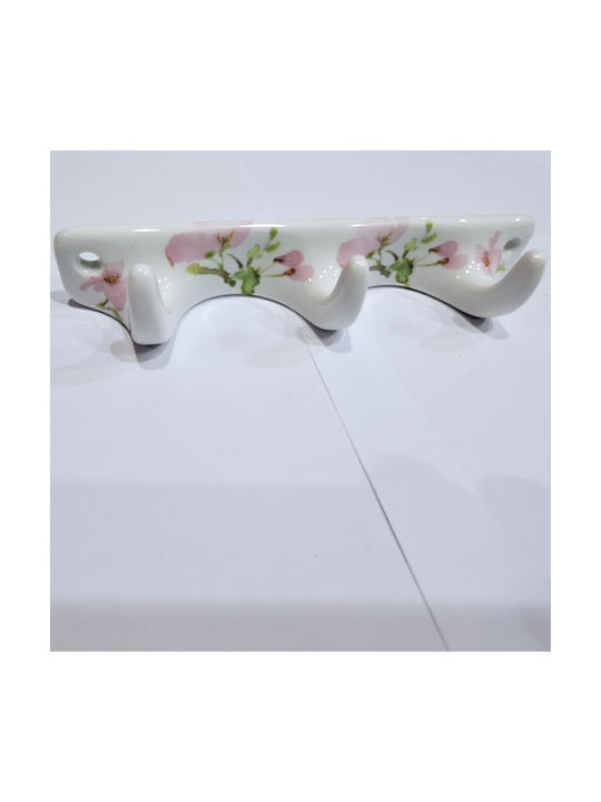 Wall Hanger Polyresin 3 Hooks White 18x3.8x3cm