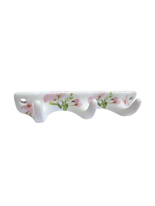 Wall Hanger Polyresin 3 Hooks White 18x3.8x3cm