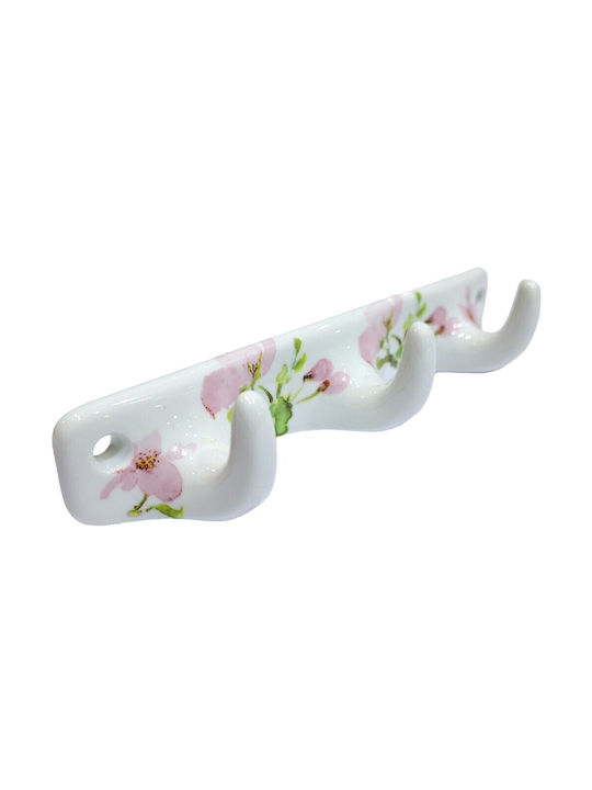 Wall Hanger Polyresin 3 Hooks White 18x3.8x3cm