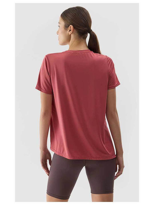 4F Damen Sportliche Bluse Kurzärmelig Schnell trocknend Rot