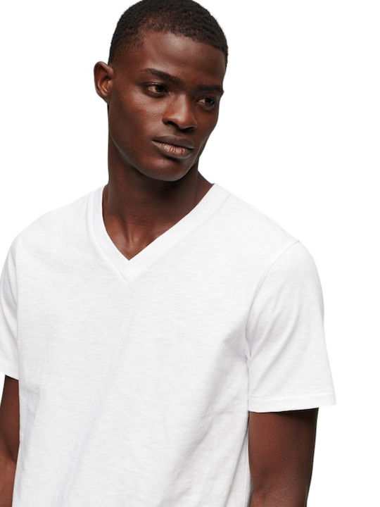 Superdry Herren T-Shirt Kurzarm mit V-Ausschnitt Weiß