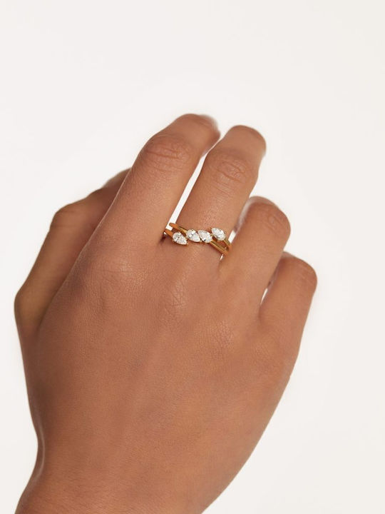 P D Paola Damen Ring mit Zirkonia aus Silber Vergoldet