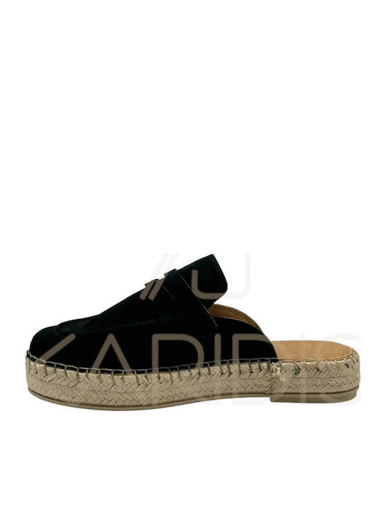 Flat Suede Mules σε Μαύρο Χρώμα