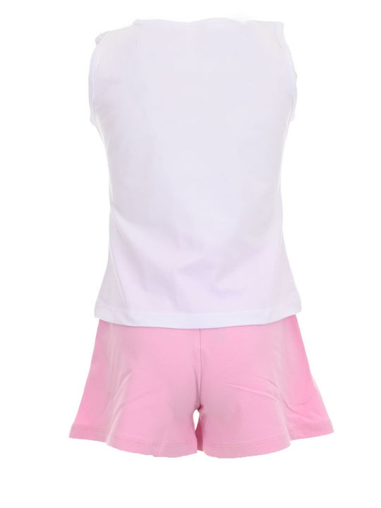 Nek Kids Wear Kids Set with Shorts Summer 2pcs White-pink