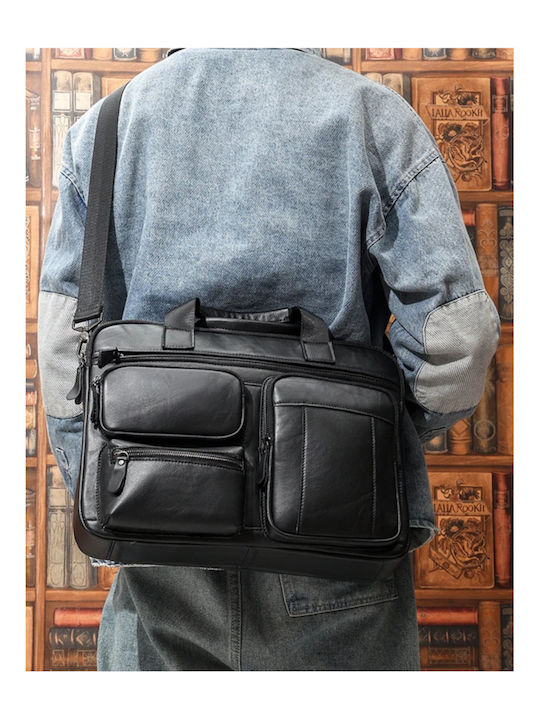 Leder Herrentasche Geldbörse Schwarz