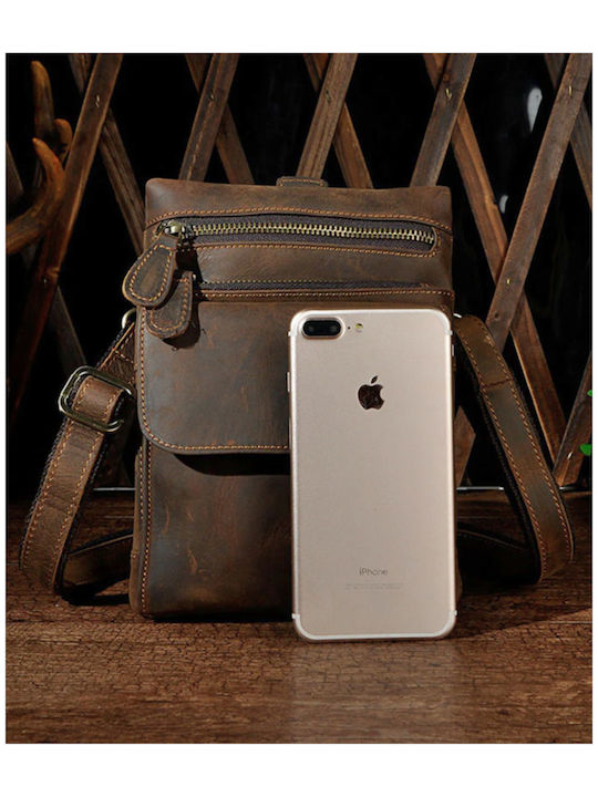 Leder Herrentasche Schulter / Crossbody Braun