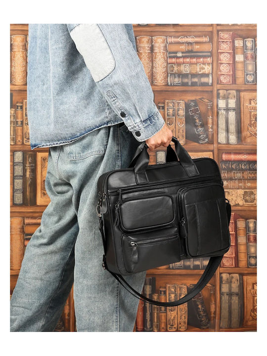 Leder Herrentasche Geldbörse Schwarz