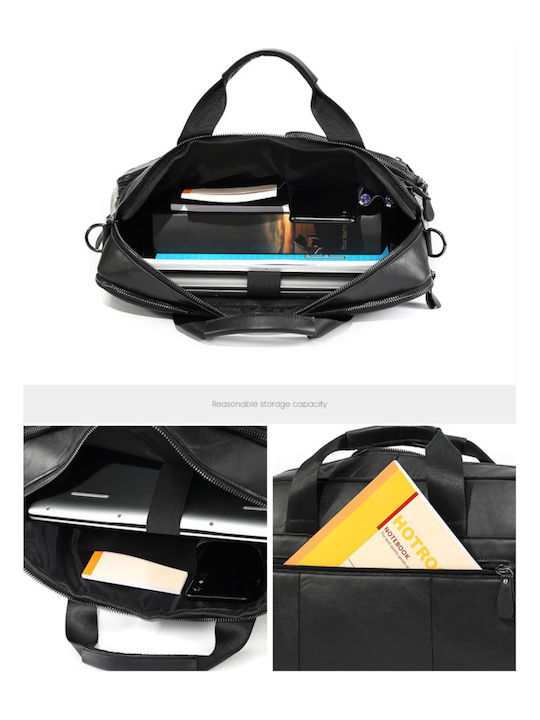 Leder Herrentasche Geldbörse Schwarz
