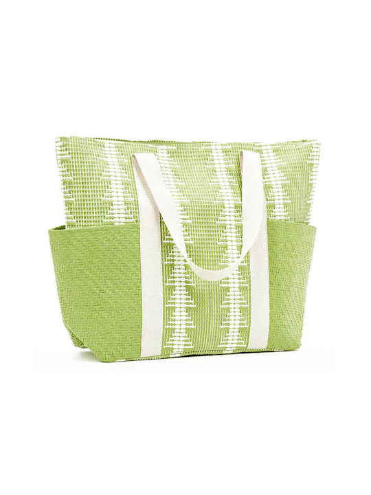 Verde Straw Beach Bag with Wallet Green