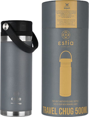 Estia Sticlă Termos Oțel inoxidabil Estia Travel Chug Save Aegean Fjord Grey 500ml cu Bucla