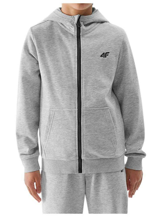 Kinderstrickjacke Baumwolle mit Kapuze Gray
