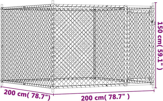 vidaXL Metallisches Hundepark 200x200x150cm Grau