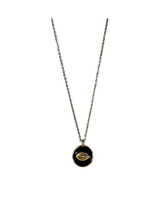 Women's Necklace Evil Eye Stainless Steel 316L Gold Ros82-2