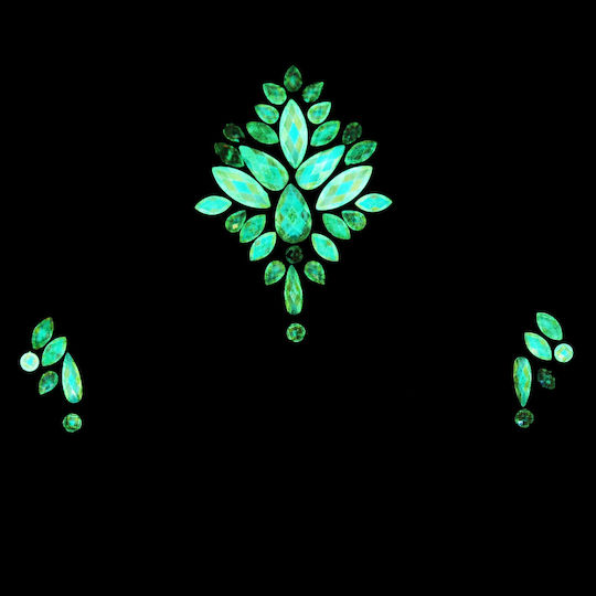 Green Ab Crystal Stone Face Jewels - Style H