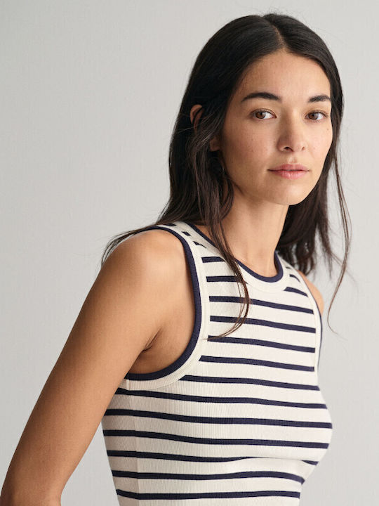 Women's Summer Blouse with Straps Striped White