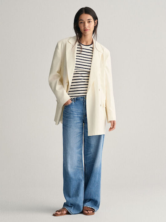 Women's Summer Blouse with Straps Striped White