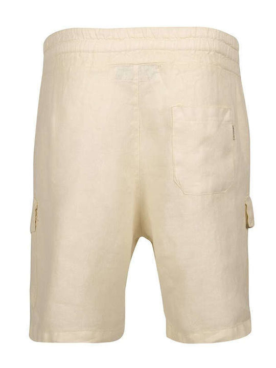 CROSSLEY MEN'S CARGO SHORTS LINEN BILLIS UNDERWHITE REGULAR LINE