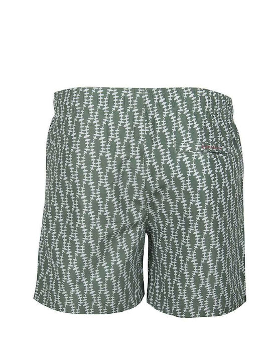 BENIBECA MEN'S SHORT CHUNKA CHUNKY SHORT SLEEVE WITH GREEN-WHITE PATTERN