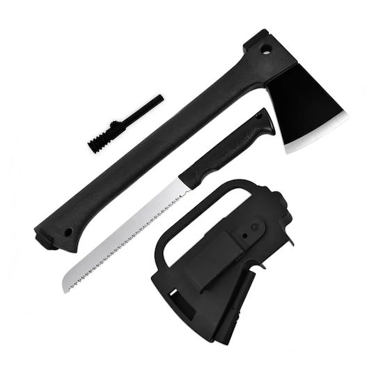 Survival Kit Case with Axe Knife and Whistle