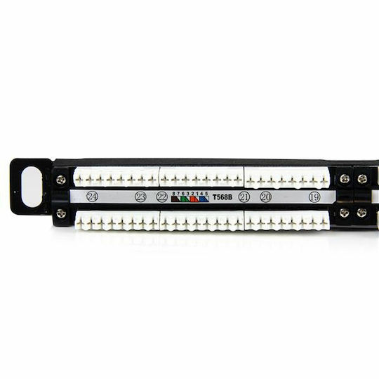 StarTech Panou Patch pentru Rack 0.5U 19" 24 Porturi cat5e Negru