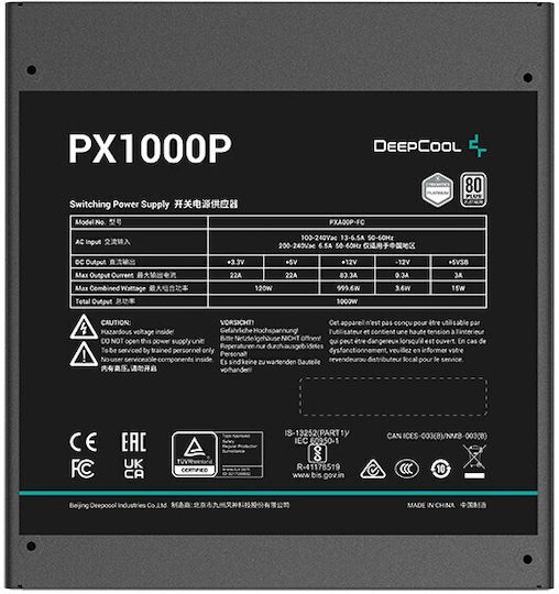 Deepcool PX1000P 1000W Negru Sursă de Alimentare Calculator Complet modular 80 Plus Platinum