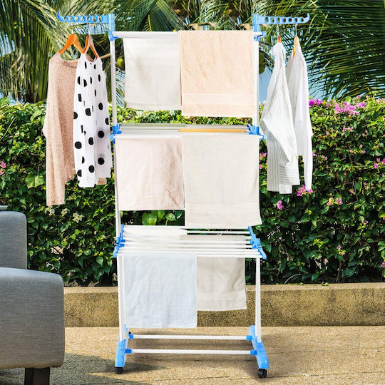 Folding Floor Plastic Clothes Drying Rack with Wheels 78x50cm