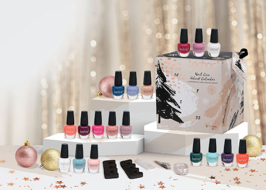 Technic Nail Care Advent Calendar Set(18 Nail Varnishes/2 Toe Separators/1 Nail Clippers/1 Nail File/1 Pot Silver Nail Gems/1 Pot Coloured Nail Gems/1 Stick/1 Cuticle Pusher) Οδ.993230