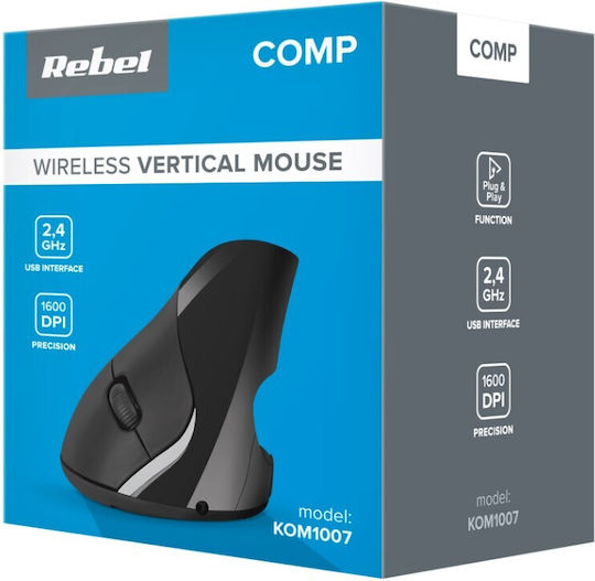 Rebel WM500 Ασύρματο Εργονομικό Vertical Ποντίκι Μαύρο