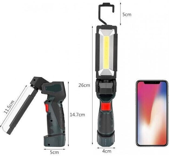 Work & Site Light Extension Cord Rechargeable LED with Brightness up to 500lm Foldable