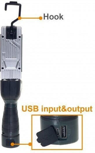 Work & Site Light Extension Cord Rechargeable LED with Brightness up to 500lm Foldable