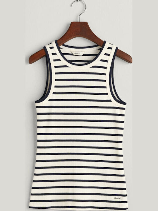 Women's Summer Blouse with Straps Striped White