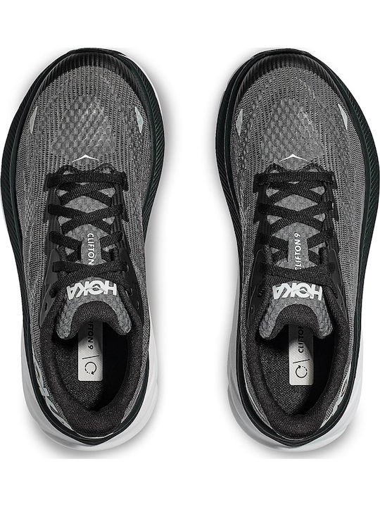Clifton 9 Kids Sports Shoes Running with Laces Black