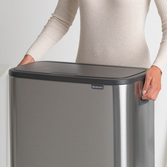 Brabantia Brabantia Mülleimer aus Inox Push 60lt Graues