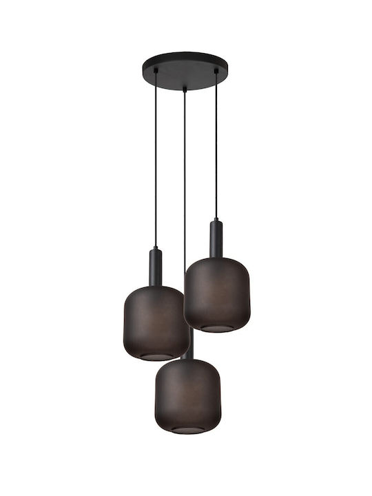 Lucide Lightning Pendant Light Three-Light for Socket E27 Black